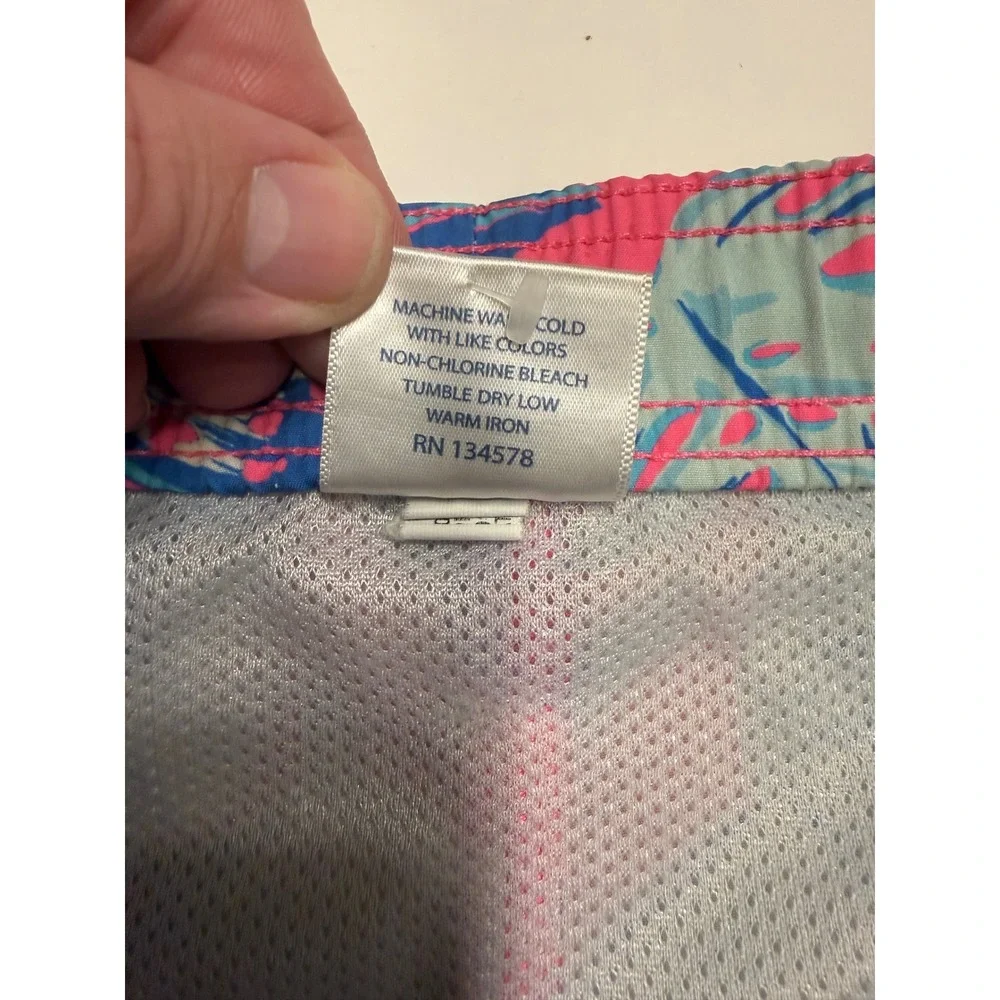 Vineyard Vines Mens Pink Blue Tropical Floral Swim Trunks Board Shorts Size M